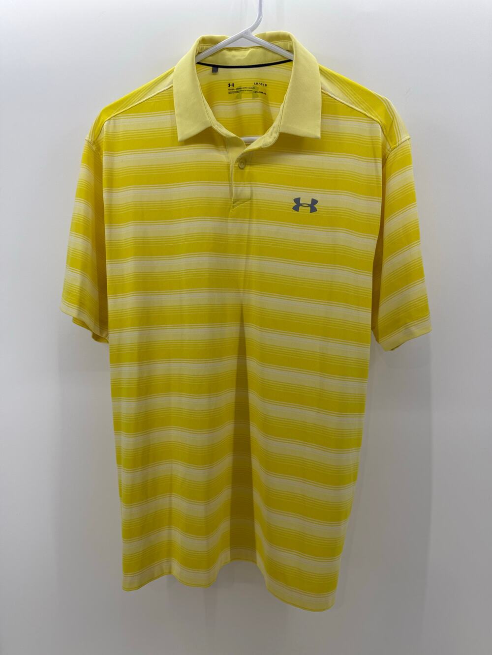 Under Armour Yellow Striped Polo size Large